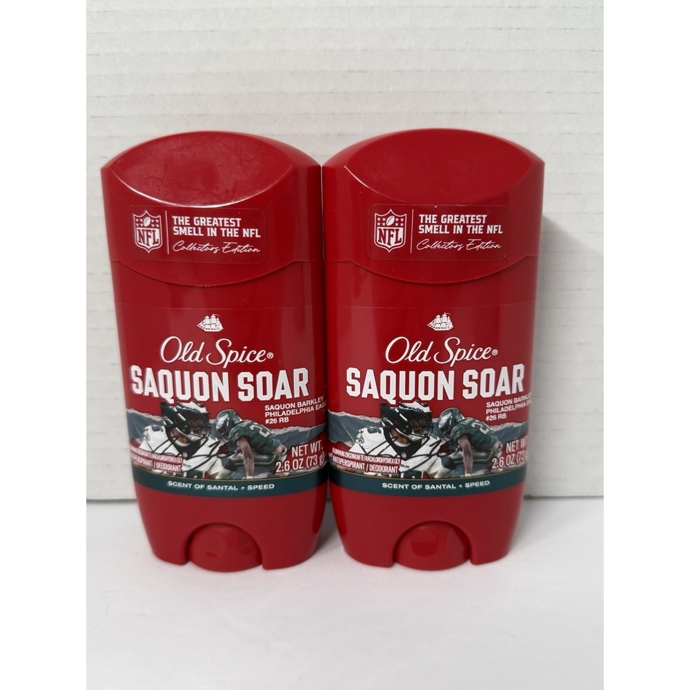 2 New Old Spice Men's Deodorant NFL Saquon Soar Santal + Speed 2.6 OZ